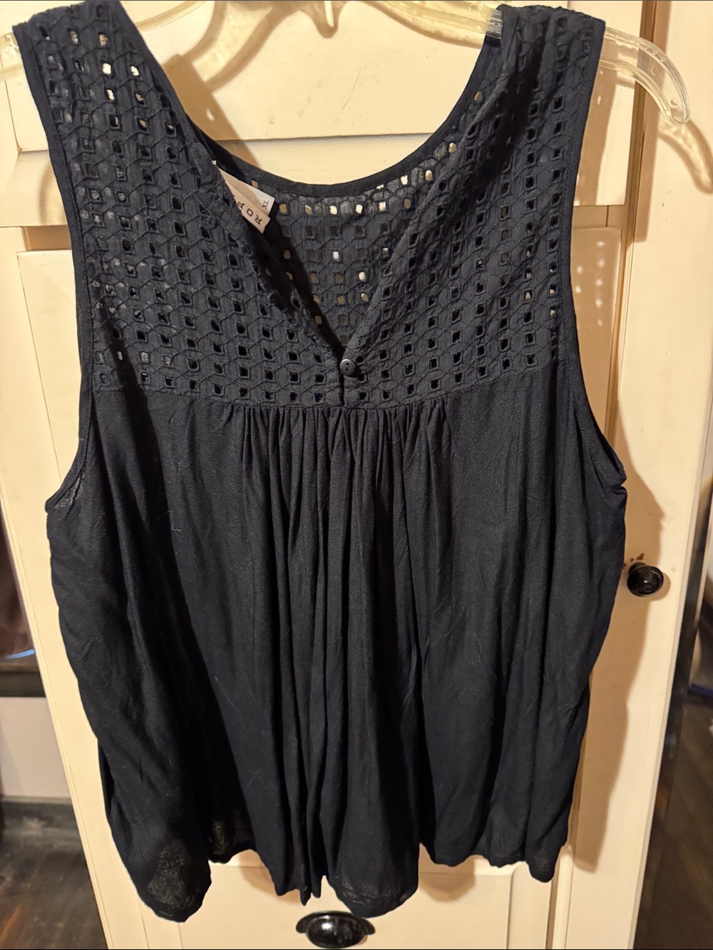 Roper Black Crochet Yoke Tank Top